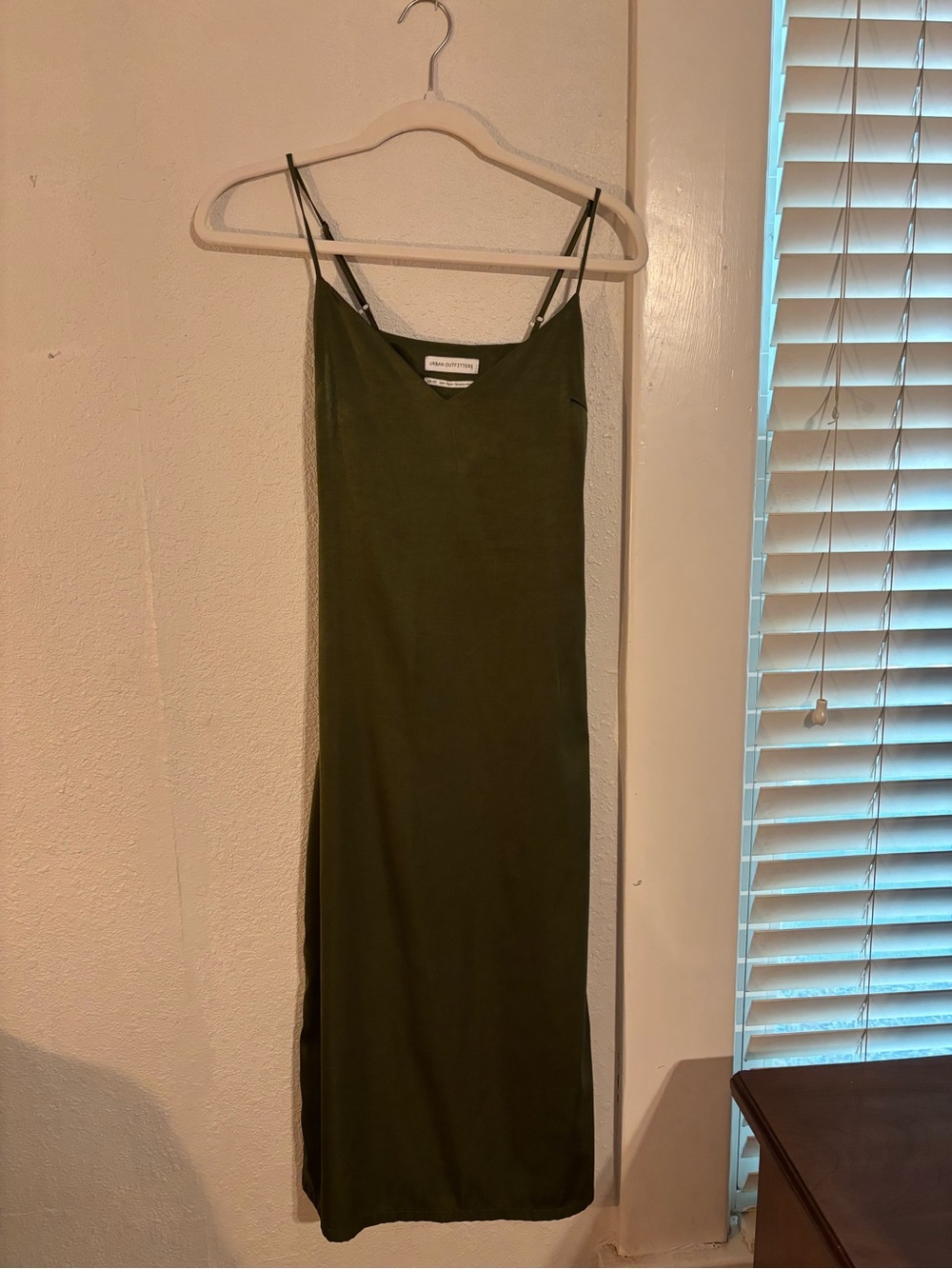 Urban Outfitters Olive Green Slip Midi Dress
